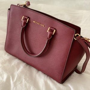 Michael Kors burgundy Selma large leather satchel!